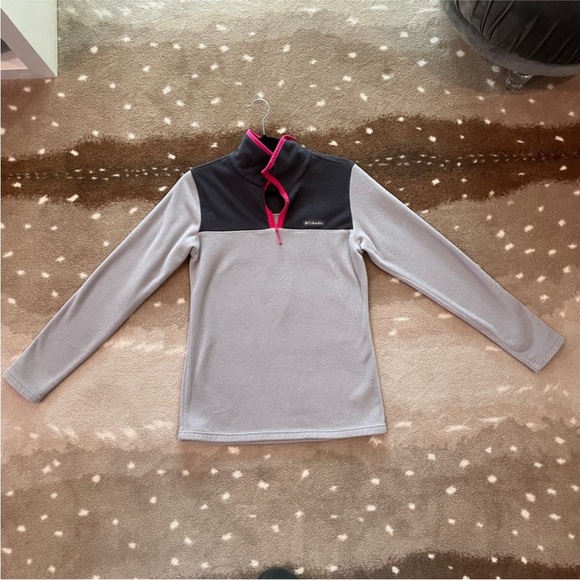 Columbia Gray/Pink Midnight Lake Quarter Zip Up Fleece Long Sleeve Top. Size S - Picture 7 of 10